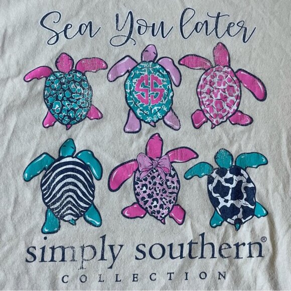 Simply Southern | "Sea You Later" Turtle Short Sleeve Tee | Size Youth Medium - Picture 7 of 11
